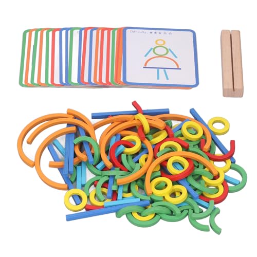 RiToEasysports Kreatives Sticks-Ring-Puzzle, Holzstäbchen-Ringe, Passendes Puzzle-Spielzeug für Feinmotorik, Farberkennung von RiToEasysports