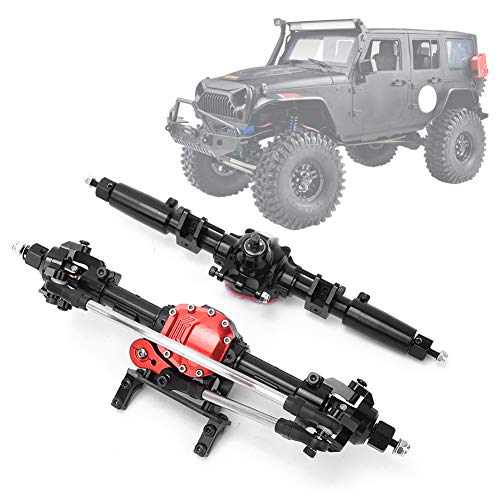 RiToEasysports Langlebige Aluminiumlegierung RC Front- und Hinterachse für SCX10 II 90046 90047 1/10 RC Crawler, Zuverlässige Lenkverbindungen, Geeignet für Enthusiasten (Black) von RiToEasysports