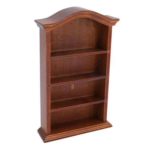 RiToEasysports Miniatures Dollhouse -Bücherregal, 1:12 Hölzer Dollhouse Regal Birke Mini -Bücherregal mit 4 -stufiger Kabinett für Puppenhäuserzubehör von RiToEasysports