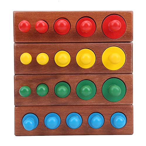 Montessori Noppen-ZylinderblöCke, Buntes Zylinder-Sockelblock-Set aus Holz, FrüHes Lernspielzeug von RiToEasysports