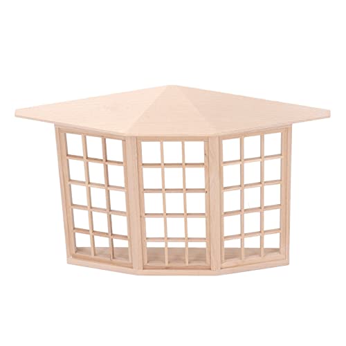 RiToEasysports PUPPENHAUS ERKER, 1/12 PUPPENHAUS ERKER Exquisite Miniatur Holz 45 Grad Ecke 3-Seitenden Fenstermodell für Heimwerkerker von RiToEasysports