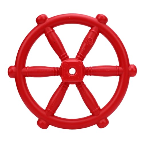 RiToEasysports Pirate Ship Wheel Playground Lenkung Plastiklenklenkrad mit Realistischem Design, Fantasie und Spaß für Baumhaus, Spielhaus Im Freien, Spiele Im Hinterhof, Schwung Set und (Rot) von RiToEasysports