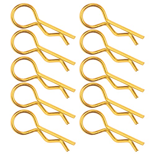 RiToEasysports R Pins Metallkörperclips füR 1/5 1/6/8/10 RC RC, Ausgezeichnete Haltbarkeit und Lange, Kleine und Leichte Verschleißzeit, 10 Stück füR Autobesitzer (Gold) von RiToEasysports