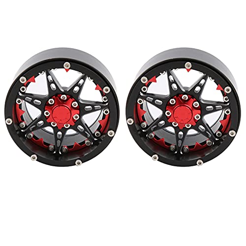 RiToEasysports RC Aluminiumlegierung Beadlock Wheel Wheel Hubs Langlebige Upgrade-Teile für SCX10 1/10 RC-Auto Offroad [2PCS] (Schwarz Rot) von RiToEasysports