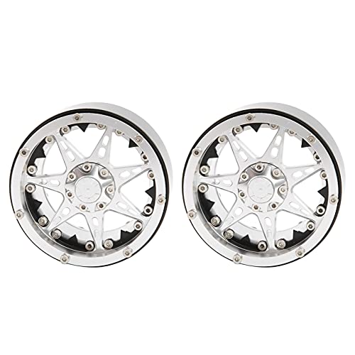 RiToEasysports RC Aluminiumlegierung Beadlock Wheel Wheel Hubs Langlebige Upgrade-Teile für SCX10 1/10 RC-Auto Offroad [2PCS] (Silberschwarz) von RiToEasysports
