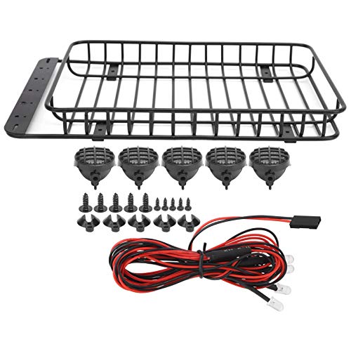 RiToEasysports RC-Auto-Dachgepäckträger, RC-Auto-Gepäckträger, Hochsimulierter Dachgepäckträger mit LED-Licht für Axial SCX10 90046 von RiToEasysports
