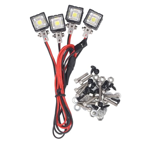 RiToEasysports RC -Auto -Scheinwerfer, Weißer LED -Scheinwerfer mit Montagebasis Kompatibel mit für SCX10 90046 (4LED) von RiToEasysports