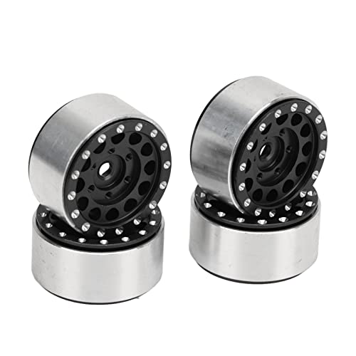 RiToEasysports RC -Beadlock - 4pcs Aluminiumlegierung RC Rad Felgen Hubs für 1/18 Axial SCX24 1/24 Autos mit Verbesserter Stabilität Langlebiger Konstruktion (Black) von RiToEasysports
