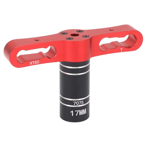 RiToEasysports RC -Hex -Radschlüssel 17mm Aluminium, Hohe Genauigkeit und Ergonomisches Design für, Axial, HSP, ECX, mit XT60 T Lötloch (Rot) von RiToEasysports
