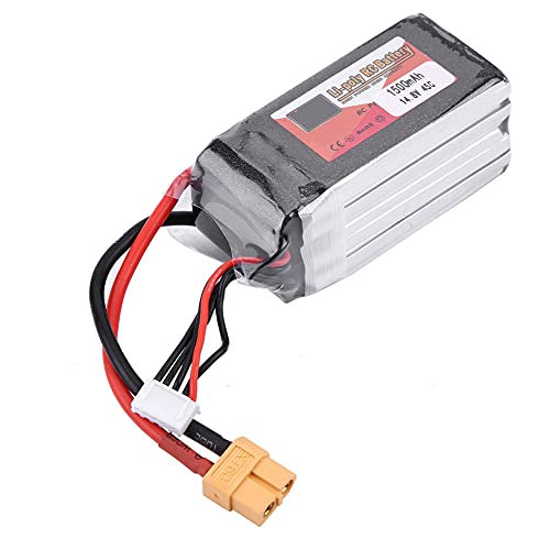 RiToEasysports RC Lipo -Batterie, 4S 14,8 V RC Lipo -Akku Batteriepack Wieder Aufladbare Lipo -Batterie mit XT60 -Stecker Schnell Aufgeladen für RC -Auto, RC -Flugzeug oder Boot (14,8 V 1500MAH von RiToEasysports