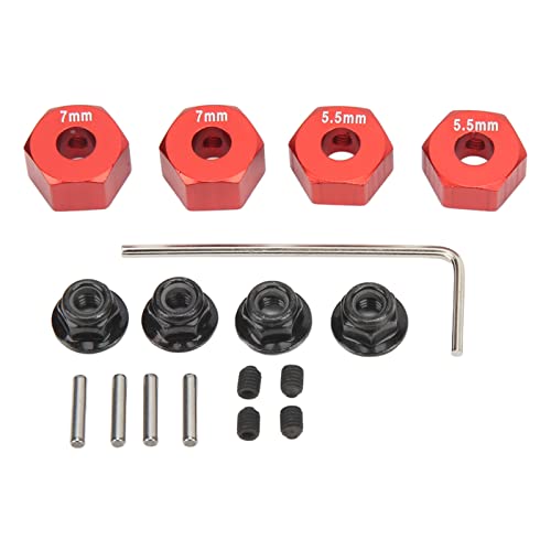 RC-Radnabe, Aluminiumlegierung, 14 Mm Durchmesser, 5,5 Mm, 7 Mm Dicke, RC-Radnaben-Kit für 1/10 Slash 4x4 Rustler Stampede Slash(Rot) Automodellzubehör Modellspielzeug von RiToEasysports