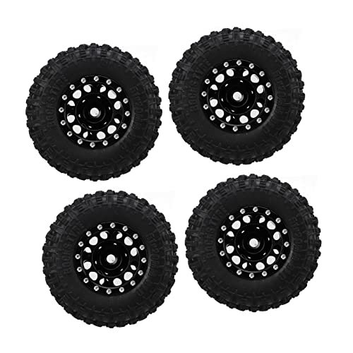 RiToEasysports RC -Reifen- und Radnaben Hub Set für Axiales SCX24 1/24 RC Auto, Umweltfreundliche Gummi und Aluminiumlegierungsmaterial, Robuste und Reifen (Black) von RiToEasysports