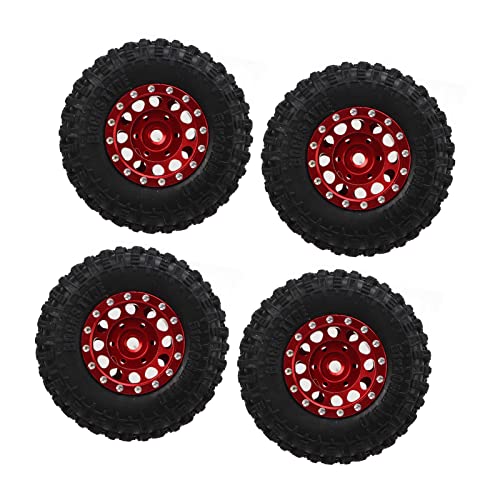 RiToEasysports RC -Reifen- und Radnaben Hub Set für Axiales SCX24 1/24 RC Auto, Umweltfreundliche Gummi und Aluminiumlegierungsmaterial, Robuste und Reifen (Rot) von RiToEasysports