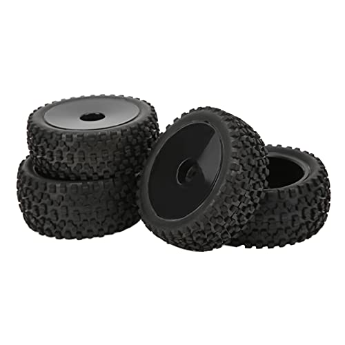 RiToEasysports RC-Reifen und -Räder, 4 Stück RC-Reifen und -Räder Vorne Hinten mit 12-mm-Sechskant für 1/10-RC-Offroad-Auto-Upgrade-Teile (Schwarz) von RiToEasysports