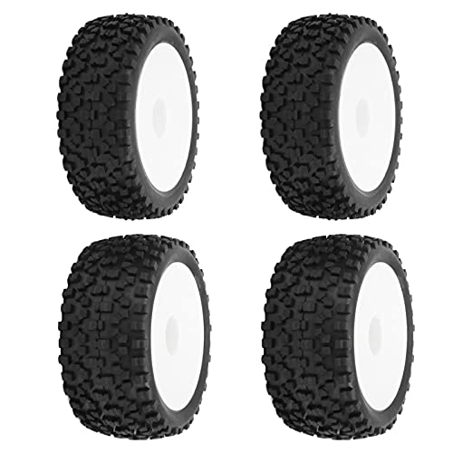RiToEasysports RC-Reifen und -Räder, 4 Stück RC-Reifen und -Räder Vorne Hinten mit 12-mm-Sechskant für 1/10-RC-Offroad-Auto-Upgrade-Teile (Weiss) von RiToEasysports