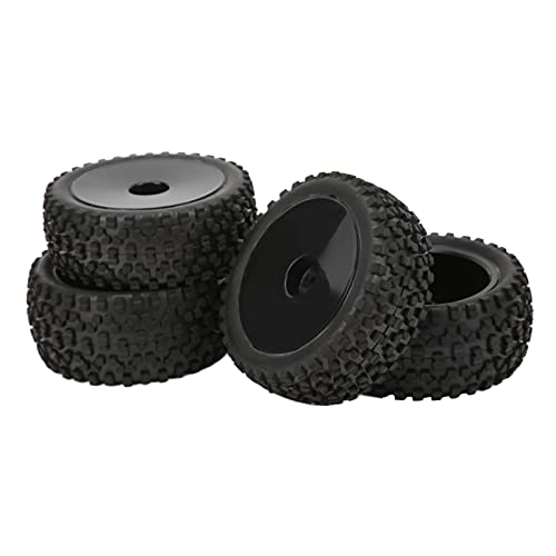 RiToEasysports RC-Reifen und -Räder, 4 Stück RC-Reifen und Vorne Hinten mit 12-mm-Sechskant für 1/10-RC-Offroad-Auto-Upgrade-Teile (Schwarz) von RiToEasysports