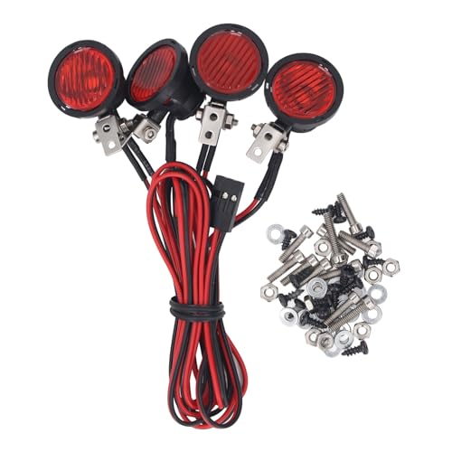 RiToEasysports RC -Scheinwerfer, Dachlicht mit 4LED -Scheinwerfern 60 cm Vorrunde Runde für 1/10 RC Crawler (Rotlicht) von RiToEasysports