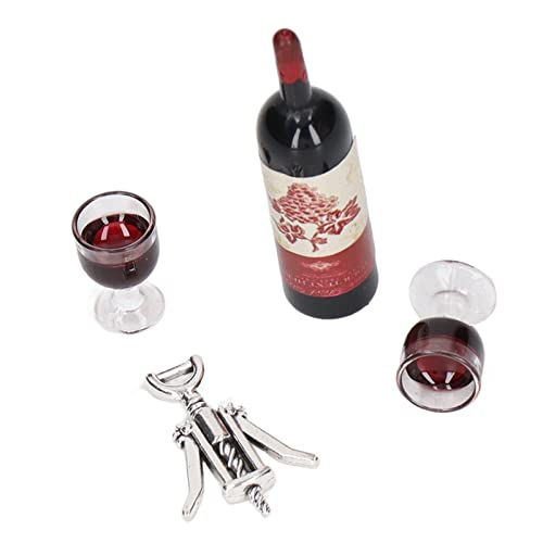 RiToEasysports Ritoeasysports 1:12 Puppenhaus Rotwein -Set, Simulierte Rotweinflaschen Rotweinglas MIT Flaschenffner Dekoration für Mini Puppenhaus Pupping und Spielzug von RiToEasysports