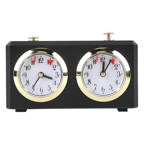RiToEasysports Schachuhr, Klassischer Wed -up Vintage Analog Mechanical Chess Timer mit Großen Zifferblättern, die für Weiqi Geeignet Sind (Black) von RiToEasysports