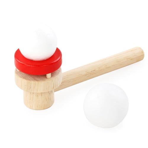 RiToEasysports Schwimmendes Blow Pipe Spielzeug, Hölzerne Schwimmende Ball Spiel Blow Pipe Ball mit Holzschaumkugeln Stress -Reliever Spielzeug für von RiToEasysports
