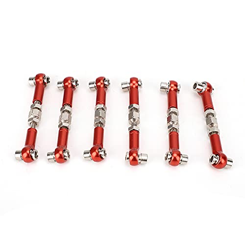 RiToEasysports Verstellbare Aluminiumlegierung Servo -Links Spurstange für RC -Auto 1/10 Buggy Car 47mm Accessoires für HSP Redcat ZD Racing Wltoys, 6 PCs RC Stange (Rot) von RiToEasysports