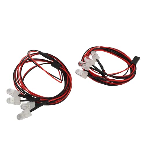 VGEBY 2 Stück 7,4 V 8 Mm RC-LED-Licht-Sets, Universell 2 Rote LED und 2 Weiße RC-Auto-LED-Licht für Hsp, für Redcat, für Axial Scx10, für D90, für Hpi von RiToEasysports