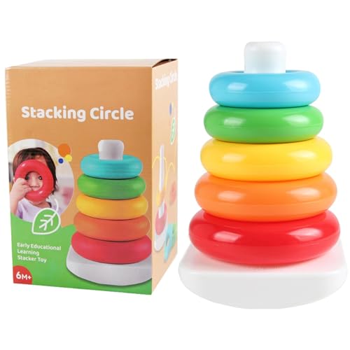 Rainbow Stacking Rings Toy, ABS Early Educational Learning, Stacking Tower, Kids Stacker for Home, Building Rings Playset for Children Plaything (Multicolor) von Riaisttd
