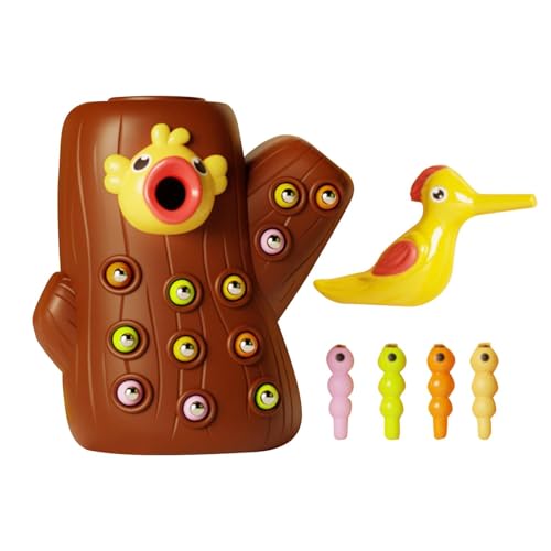 Riaisttd Bird Feeder Toy, Fine Motor Learning Toy, 5.91x5.12x3.15 Inches Sensory Educational Game, Woodpecker Worm Plaything for Fine Skills and Children Age 2-4 von Riaisttd