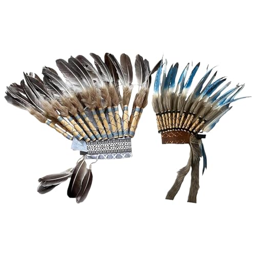 Riaisttd Feder-Chef-Kopfschmuck-Kostüm, Kopfbedeckung, Vintage-Stil, dekorativer Kopfschmuck, 45 x 41 cm, für Halloween und Motto-Partys, Material: Feder Riaisttd Feder-Chef-Kopfschmuck-Kostüm, Kopfbedeckung, Vintage-Stil, dekorativer Kopfschmuck, 45 x 41 cm, für Halloween und Motto-Partys, Material: Feder von Riaisttd