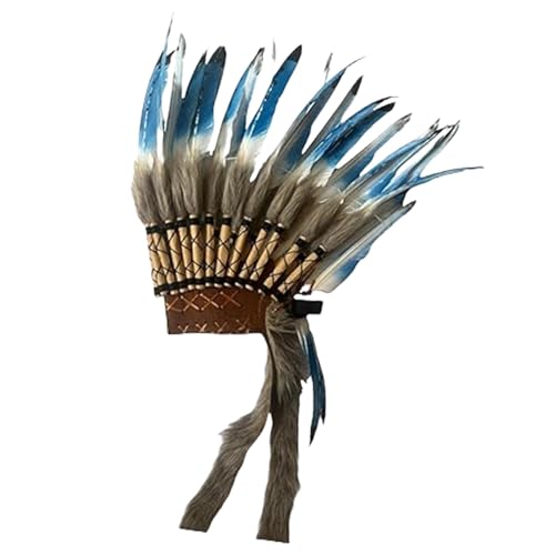 Riaisttd Feder-Chef-Kopfschmuck-Kostüm, Kopfbedeckung, Vintage-Stil, dekorativer Kopfschmuck, 45 x 41 cm, für Halloween und Motto-Partys, Material: Feder Riaisttd Feder-Chef-Kopfschmuck-Kostüm, Kopfbedeckung, Vintage-Stil, dekorativer Kopfschmuck, 45 x 41 cm, für Halloween und Motto-Partys, Material: Feder von Riaisttd