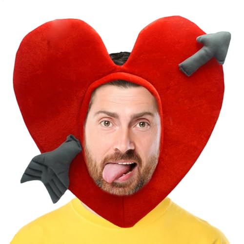 Riaisttd Herz-Kopfbedeckung, Plüsch-Unterschlupf, ausgefallenes Outfit-Zubehör, Rollenspiel-Maskerade-Requisiten, 45 x 40 cm, Plüsch-Hut für Erwachsene und Kinder Riaisttd Herz-Kopfbedeckung, Plüsch-Unterschlupf, ausgefallenes Outfit-Zubehör, Rollenspiel-Maskerade-Requisiten, 45 x 40 cm, Plüsch-Hut für Erwachsene und Kinder von Riaisttd