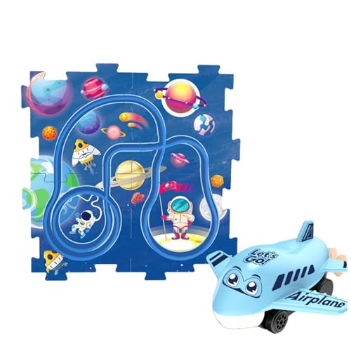 Riaisttd Puzzle Racer Car Track Set, Puzzle Track Car Play Set - Kinderpuzzletracksspielset | Bahnfahrzeuggebäudespiel, Fahrzeug und Jigsaw Board Bildungsspielzeug für Kinder im Alter von 3 Jahren von Riaisttd