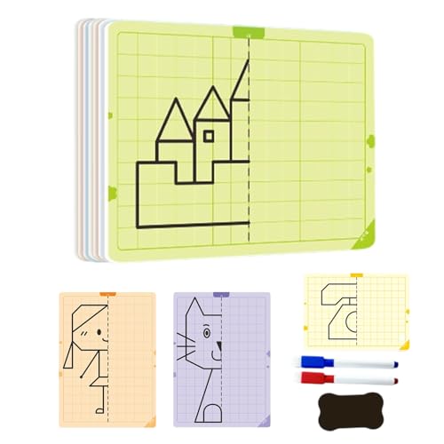Riaisttd Symmetry Drawing Board, Erasable Educational Toy, Creative Training Tool for Kids, 5.51x3.94 Inches, Concentration Skill Builder, for Boys, Girls, Children Learning and Play von Riaisttd