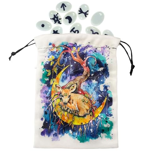 Riaisttd Tarot Beutel | Schnürbeutel aus Samt für Würfel,Doppelseitig Bedruckt Aufbewahrung für Transport Reisen Camping Garten Küche Wohnheim Klassenraum Büro Schrank von Riaisttd