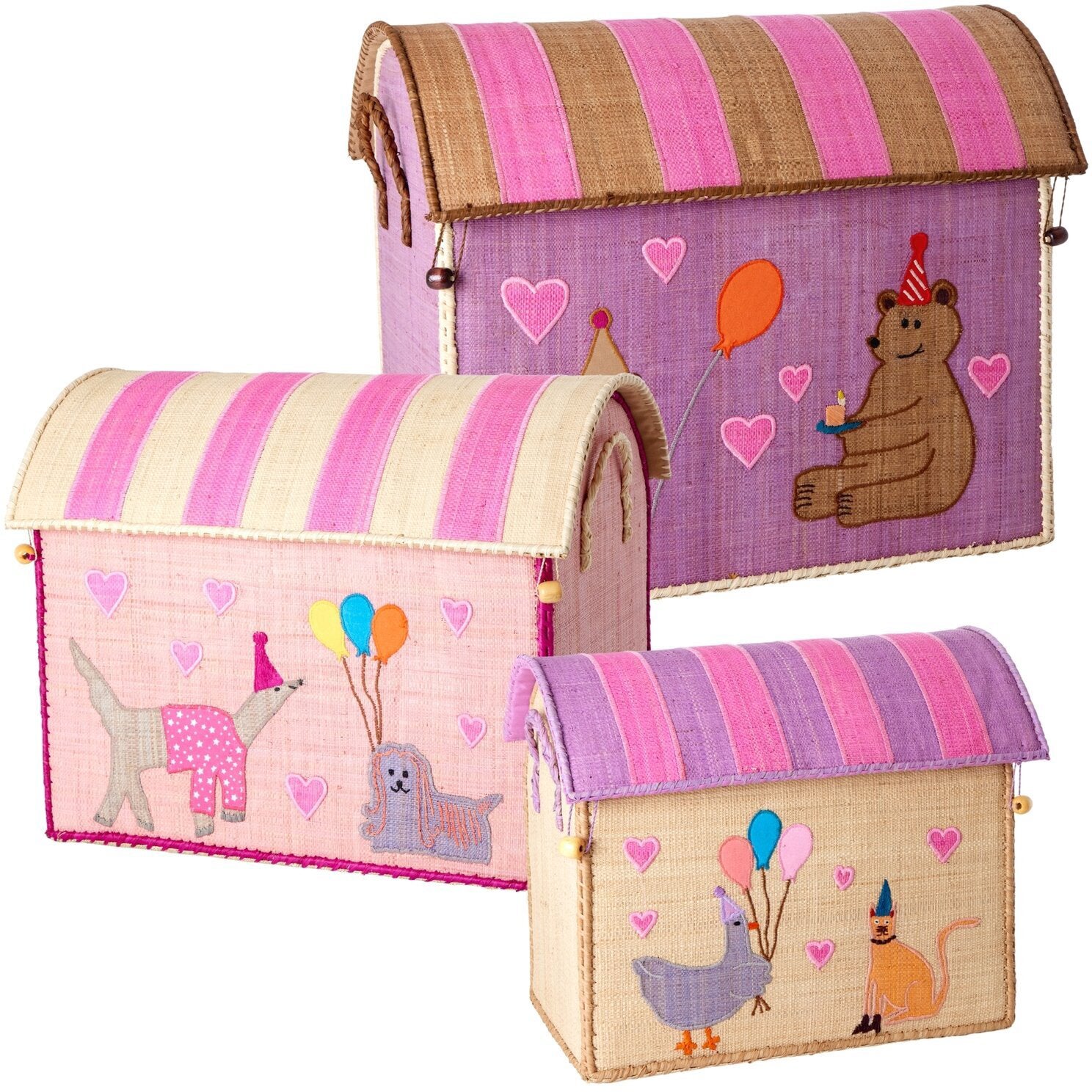 Rice Aufbewahrungskorb Partytier 3-in-1, Rosa Rice Aufbewahrungskorb Partytier 3-in-1, Rosa von Rice