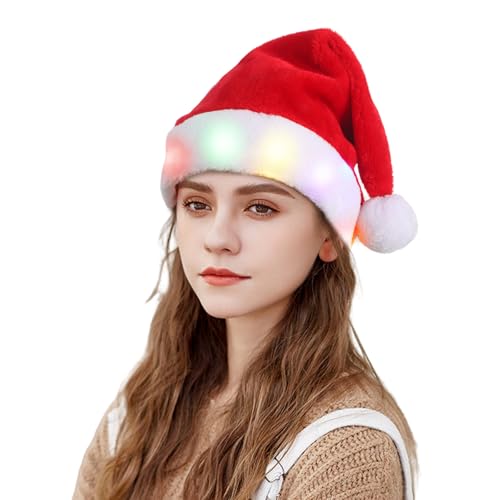 Nikolausmütze Weihnachtsmütze LED Erwachsene, Santa Weihnachtsmann Weihnachtsmütze, Kuschelweich Plüsch Weihnachtsmützen Herren Damen, Weihnachtshut für Neujahr Festliche Weihnachtsfeier Nikolausmütze Weihnachtsmütze LED Erwachsene, Santa Weihnachtsmann Weihnachtsmütze, Kuschelweich Plüsch Weihnachtsmützen Herren Damen, Weihnachtshut für Neujahr Festliche Weihnachtsfeier von RichDeer