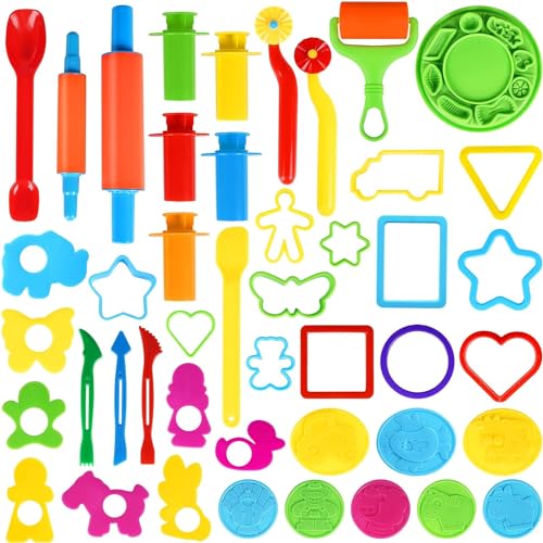 RichDeer Knete Zubehör Knetwerkzeug Teig 45 Stück, Kinder Knete Zubehör Spielzeug Plastilin Werkzeuge Set für Kinder (Zufällige Farbe) von RichDeer