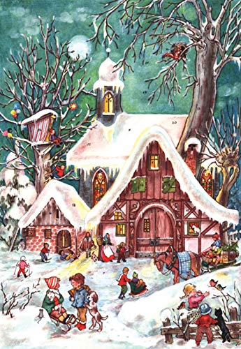 Nostalgischer Adventskalender mit Bildern und Glitzer für Kinder und Erwachsene "Winterliches Treiben" von Richard Sellmer Verlag