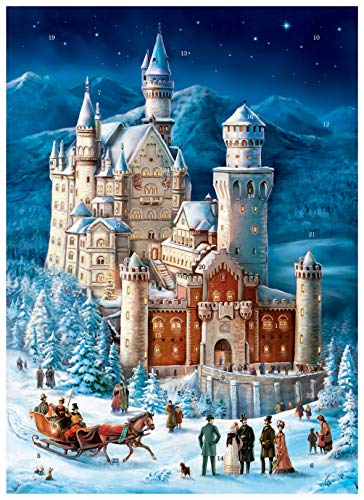 Papier Adventskalender/Weihnachtskalender mit Bildern und Glimmer für Kinder und Erwachsene "Schloß Neuschwanstein" von Richard Sellmer Verlag