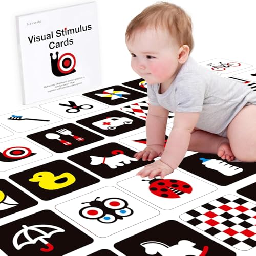 Richgv Baby Spielzeug 0 6 Monate,Bunte Schwarz Weiß Hohe Kontrastkarten Baby,Kontrastbuch Baby Neugeborene,Visual Stimulus Flash Card Lernkarten Kleinkinder,Kontrast Spielzeug Baby Geschenk(20 Stücke) von Richgv
