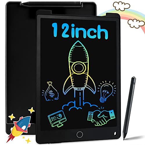 Richgv Bunte LCD Schreibtafel Kinder 12 Zoll,Maltafel Zaubertafel mit Magnet,Löschbarem Handschrift Block Schreibtablett Elektronisch, LCD Zaubertafel Kinder,Lernspielzeuggeschenk für Mädchen & Jungen von Richgv