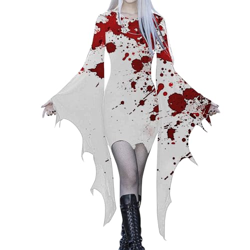 Gothic-Kleid für Damen, Halloween, Übergröße, Gothic-Kleid für Damen, mit Schnürung, elegantes Cocktailkleid mit Schmetterlingsärmeln, schulterfrei, Ballkleid, Hexenkostüm, Vintage, für Halloween Gothic-Kleid für Damen, Halloween, Übergröße, Gothic-Kleid für Damen, mit Schnürung, elegantes Cocktailkleid mit Schmetterlingsärmeln, schulterfrei, Ballkleid, Hexenkostüm, Vintage, für Halloween von Richymfa