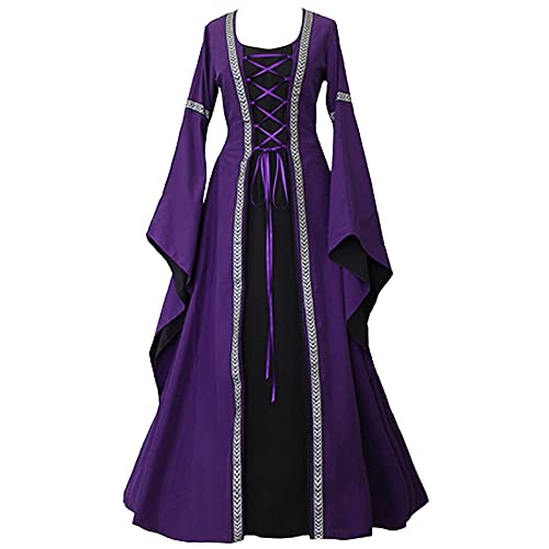 Richymfa Halloweenkleid für Damen, Gothic, Slim Fit, mittelalterliches Kleid mit gebogenen Schnürsenkeln, Zeremonie-Kleid, Dolman-Ärmel, Spitze, Maxi-Kleid, Abendkleid, Halloween-Kostüm, Prinzessin Richymfa Halloweenkleid für Damen, Gothic, Slim Fit, mittelalterliches Kleid mit gebogenen Schnürsenkeln, Zeremonie-Kleid, Dolman-Ärmel, Spitze, Maxi-Kleid, Abendkleid, Halloween-Kostüm, Prinzessin von Richymfa