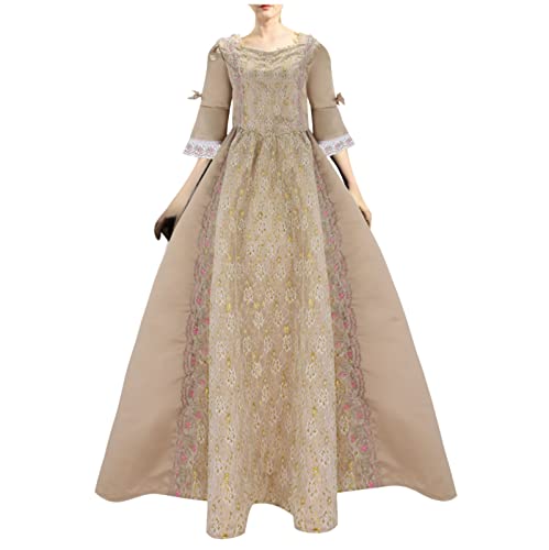 Richymfa Mittelalterliches Kleid Damen Renaissance Elegantes Zeremoniekleid mit Trompetenärmeln Vintage Festliches langes grünes Kurvenkostüm Renaissance/Mittelalter für Halloween von Richymfa