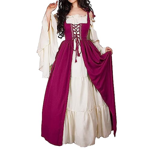 Richymfa Mittelalterliches Kleid Damen Renaissance Vintage Zeremonie Kleid mit ausgestellten Ärmeln Übergröße Gothic Lange Kleider mit Schnürung Elegantes Renaissance Mittelalter Kostüm für Halloween Richymfa Mittelalterliches Kleid Damen Renaissance Vintage Zeremonie Kleid mit ausgestellten Ärmeln Übergröße Gothic Lange Kleider mit Schnürung Elegantes Renaissance Mittelalter Kostüm für Halloween von Richymfa