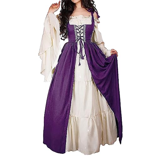 Richymfa Mittelalterliches Kleid Damen Renaissance Vintage Zeremonie Kleid mit ausgestellten Ärmeln Übergröße Gothic Lange Kleider mit Schnürung Elegantes Renaissance Mittelalter Kostüm für Halloween Richymfa Mittelalterliches Kleid Damen Renaissance Vintage Zeremonie Kleid mit ausgestellten Ärmeln Übergröße Gothic Lange Kleider mit Schnürung Elegantes Renaissance Mittelalter Kostüm für Halloween von Richymfa