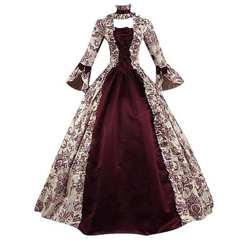 Richymfa Renaissance Kleid Damen Mittelalter Elegant Trompetenärmel Übergröße Langes Ballkleid Slim Fit Vintage Renaissance Kostüm Mittelalter Halloween Richymfa Renaissance Kleid Damen Mittelalter Elegant Trompetenärmel Übergröße Langes Ballkleid Slim Fit Vintage Renaissance Kostüm Mittelalter Halloween von Richymfa