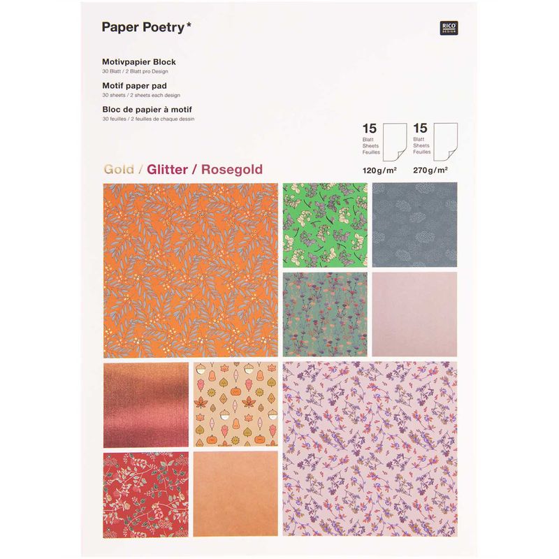 Motivpapierblock MIXED PAPER PAD FALL 30 Blatt von Rico Design