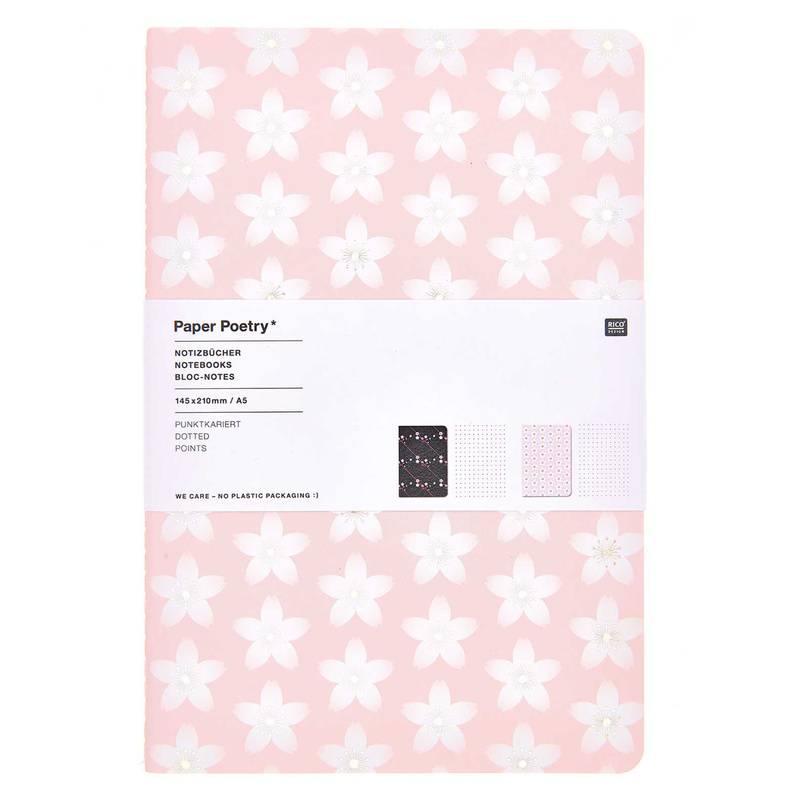 Notizbuch SAKURA SAKURA 2er-Pack in rosa/schwarz von Rico Design