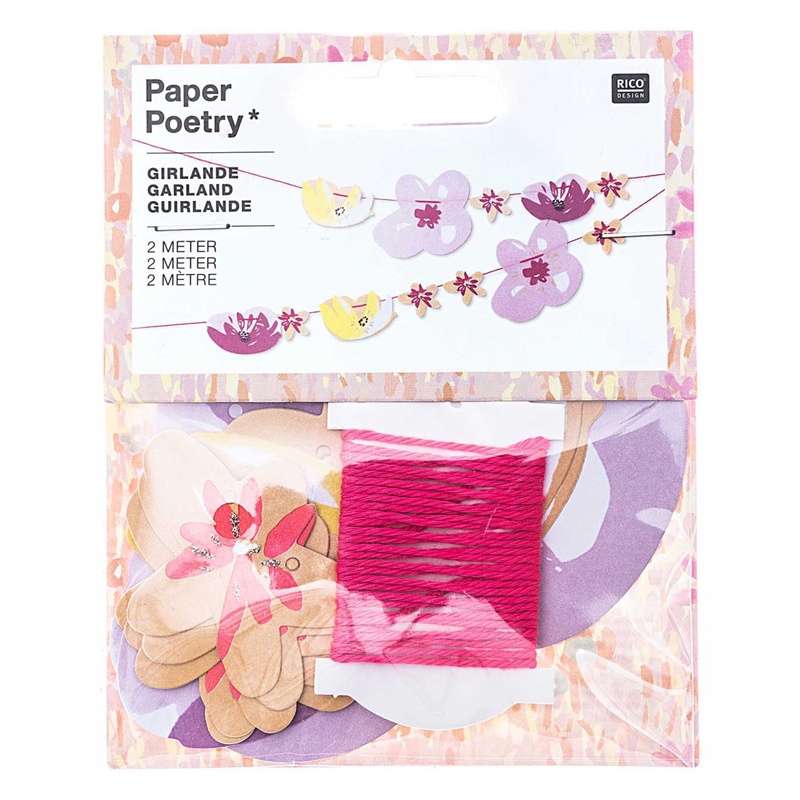Papier-Girlande CRAFTED NATURE (2m) (Farbe: rosa/bunt) von Rico Design